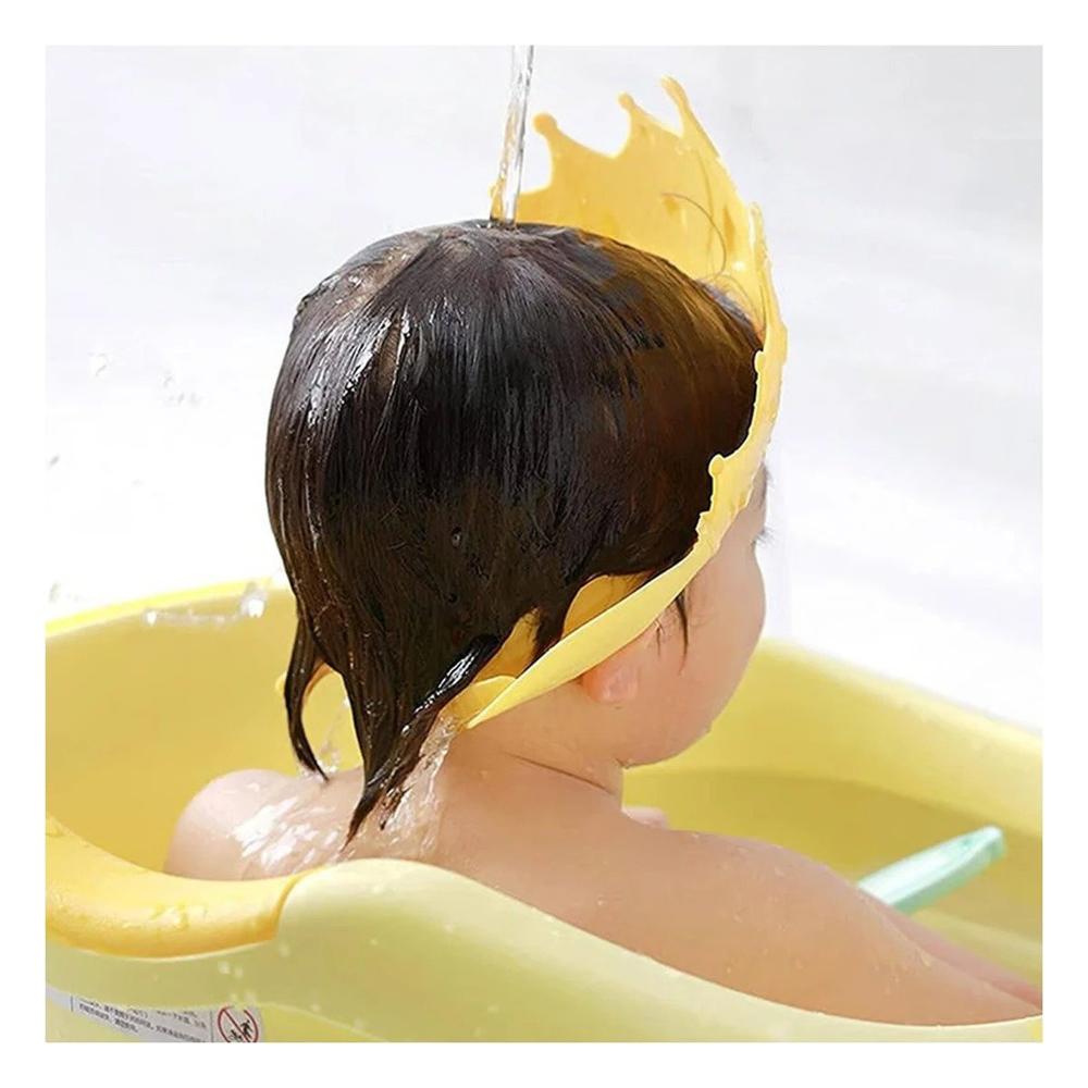 Gorro de Uso Infantil para Ducha Tipo Diadema Ajustable Amarillo Y Notas