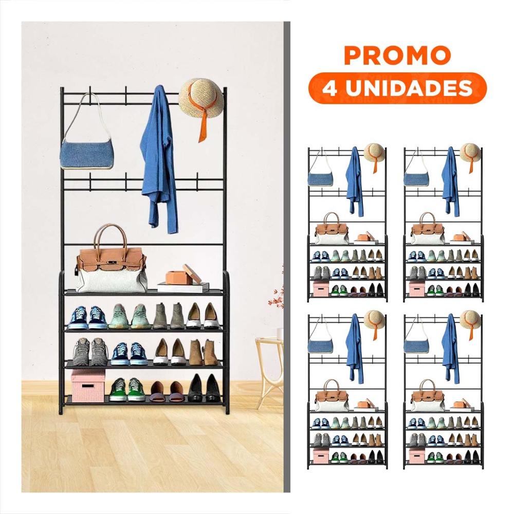 Pack4 Organizador Zapatera Curva Negro para Espacios del Hog