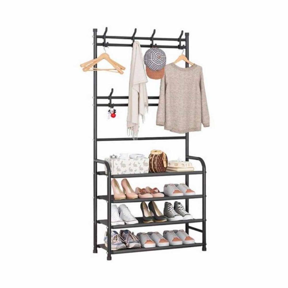 Estante Zapatera Organizadora Negro con Percheros Curvos para Casa Y Regalo Sticker