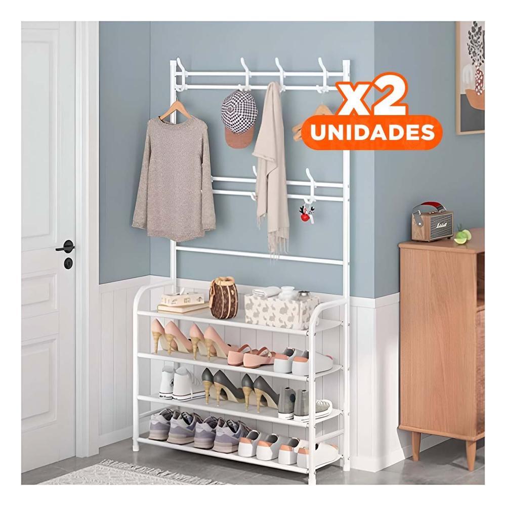 Pack2 Estructura para Calzado con Percheros Curvos Blanco Funcional Y Papel Regalo