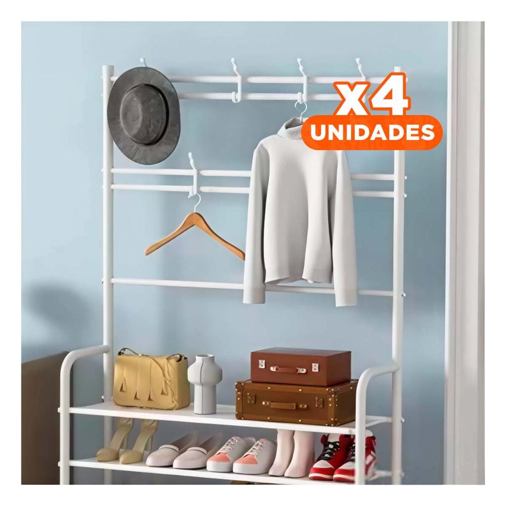 Pack4 Modulo de Calzado con Percheros Curvos Blanco para Casa Y Regalo Sticker