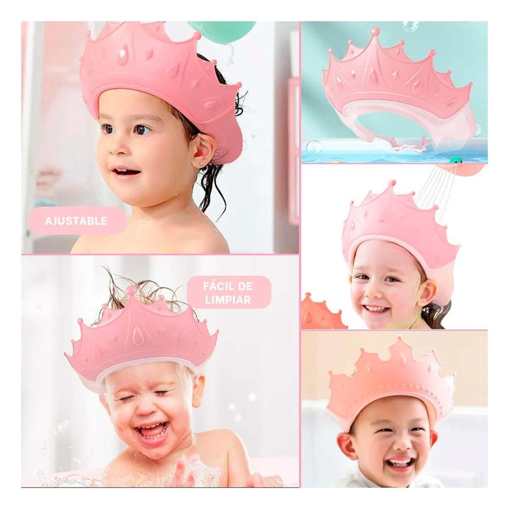 Gorro Tipo Diadema Infantil Ajustable para Ducha con Rosado Suave Y Ligas Regalo