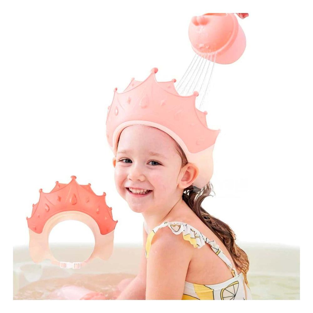 Gorro de Uso Infantil para Ducha Tipo Diadema Ajustable Rosado Y Notas