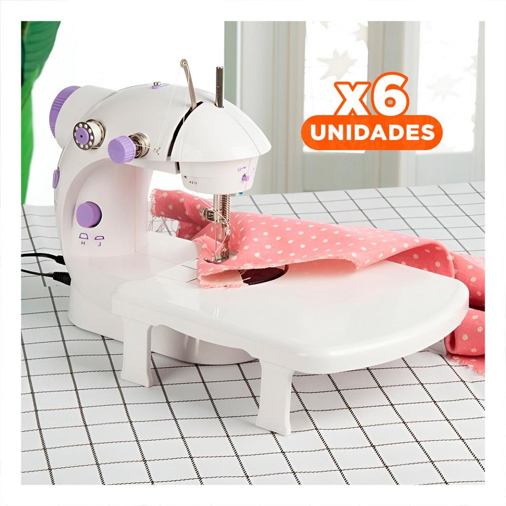 Pack6 Cosedora Portatil de Coser con Mesa en Blanco con Morado Resistente Y Papel Regalo
