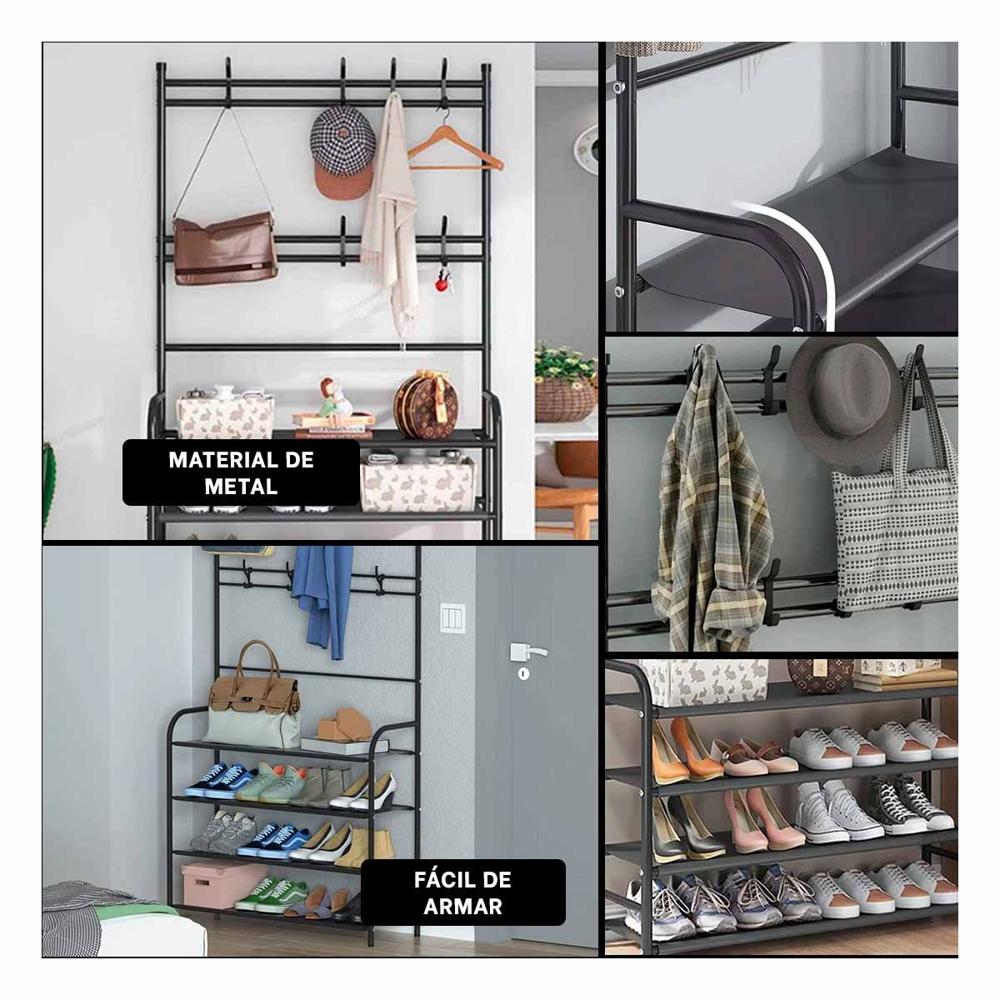Organizador Zapatera Curva con Percheros Negro para Mantener Orden Y Ligas Regalo