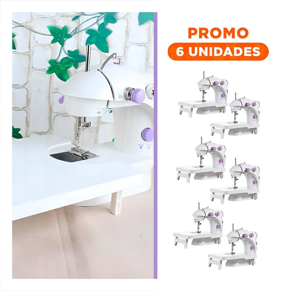 Pack6 Cosedora de Coser Blanco Morado con Mesa Portatil Integrada Y Regalo Sticker