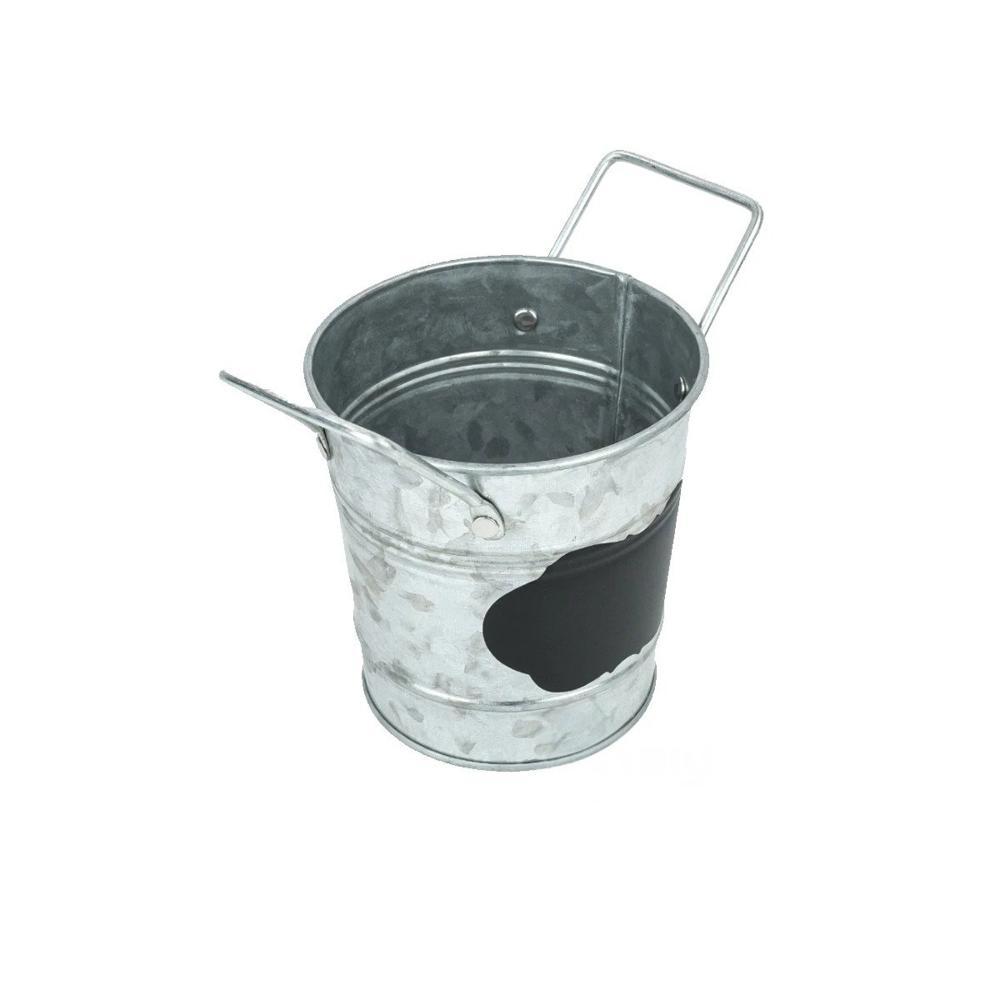 Contenedor Cuadrado de Metal Plateado con Agarraderas Dobles y Pizarra Y Regalo Sticker