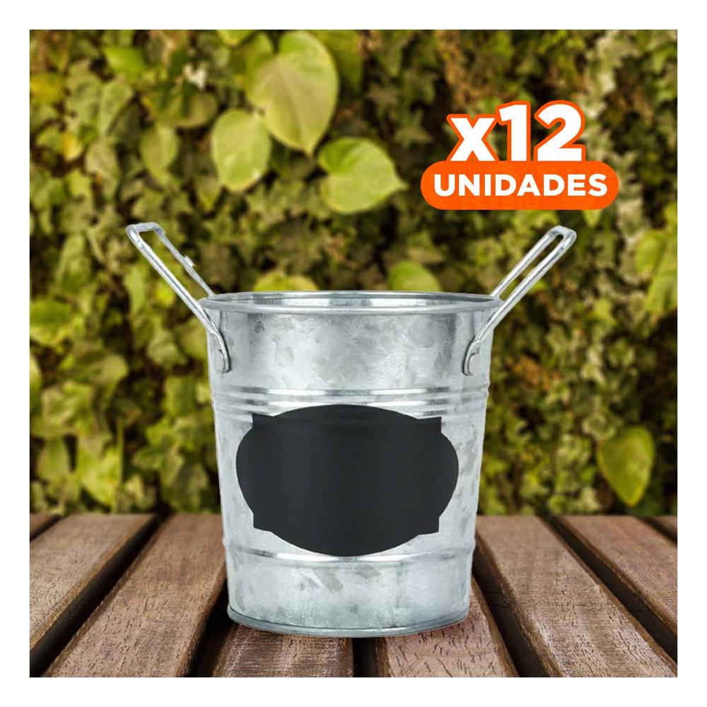 Pack12 Contenedor Cubo de Metal con Doble Agarradera y Cuadro de Nota Calidad Y Regalo Sticker
