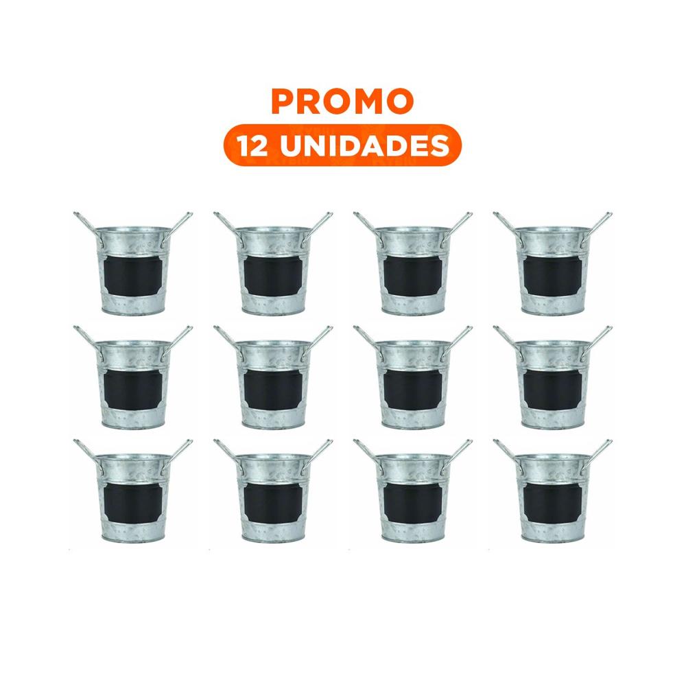 Pack12 Contenedor Cubo de Metal con Doble Agarradera y Cuadro para Nota Elegante