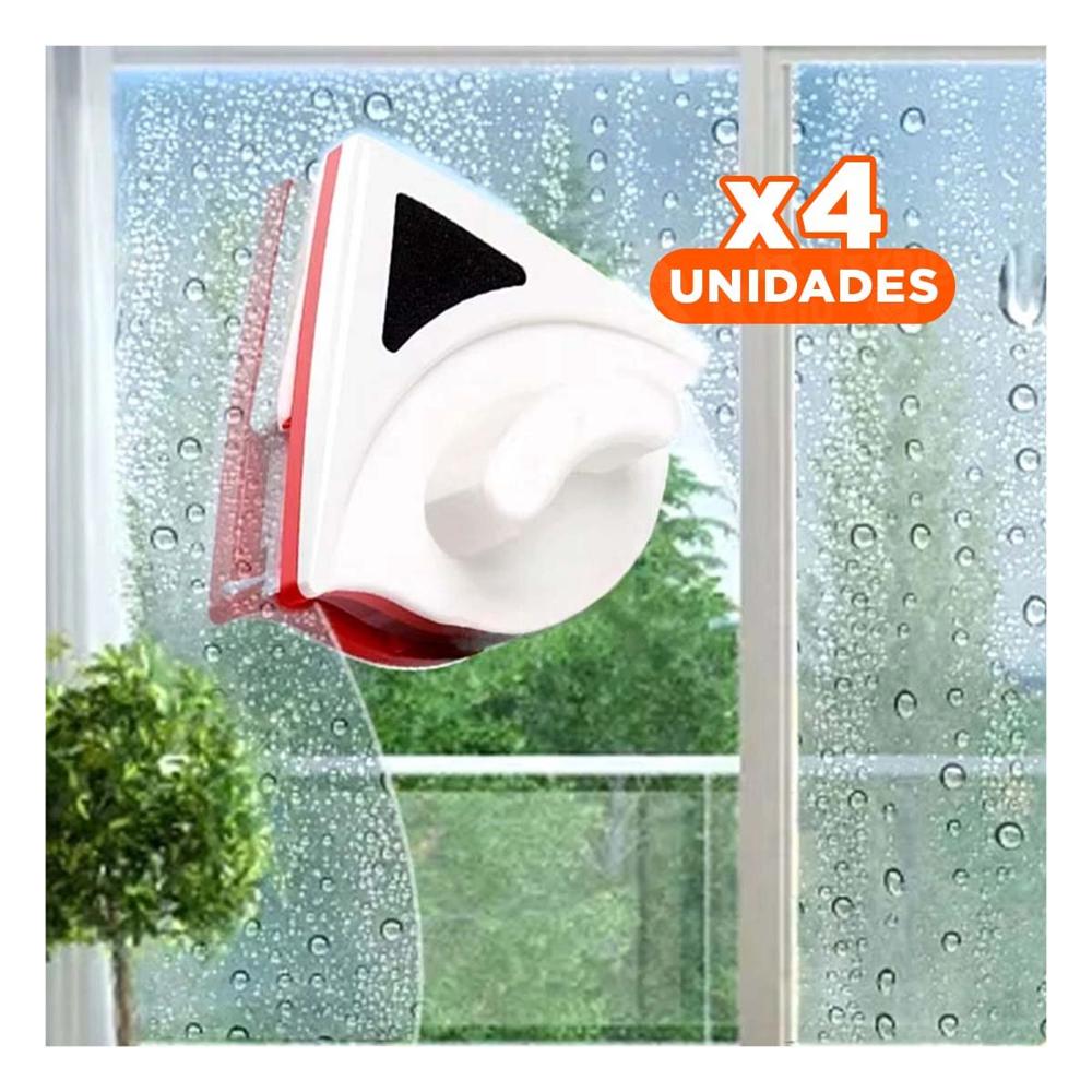 Pack4 Limpiador Magnetico para Ventanas Rojo Triangular Rapido y Durable Y Regalo Sticker