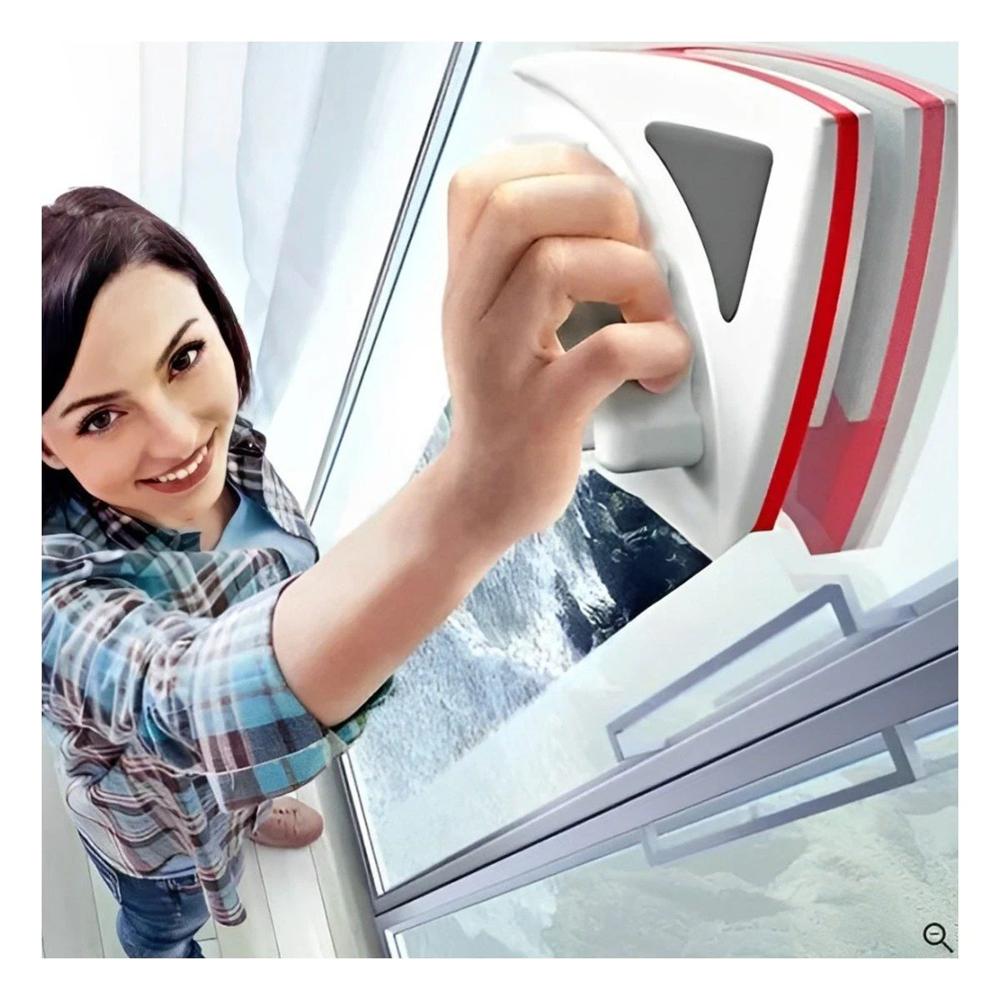 Limpia Vidrios Magnetico Rojo Triangular Rapido y Comodo para Ventanas