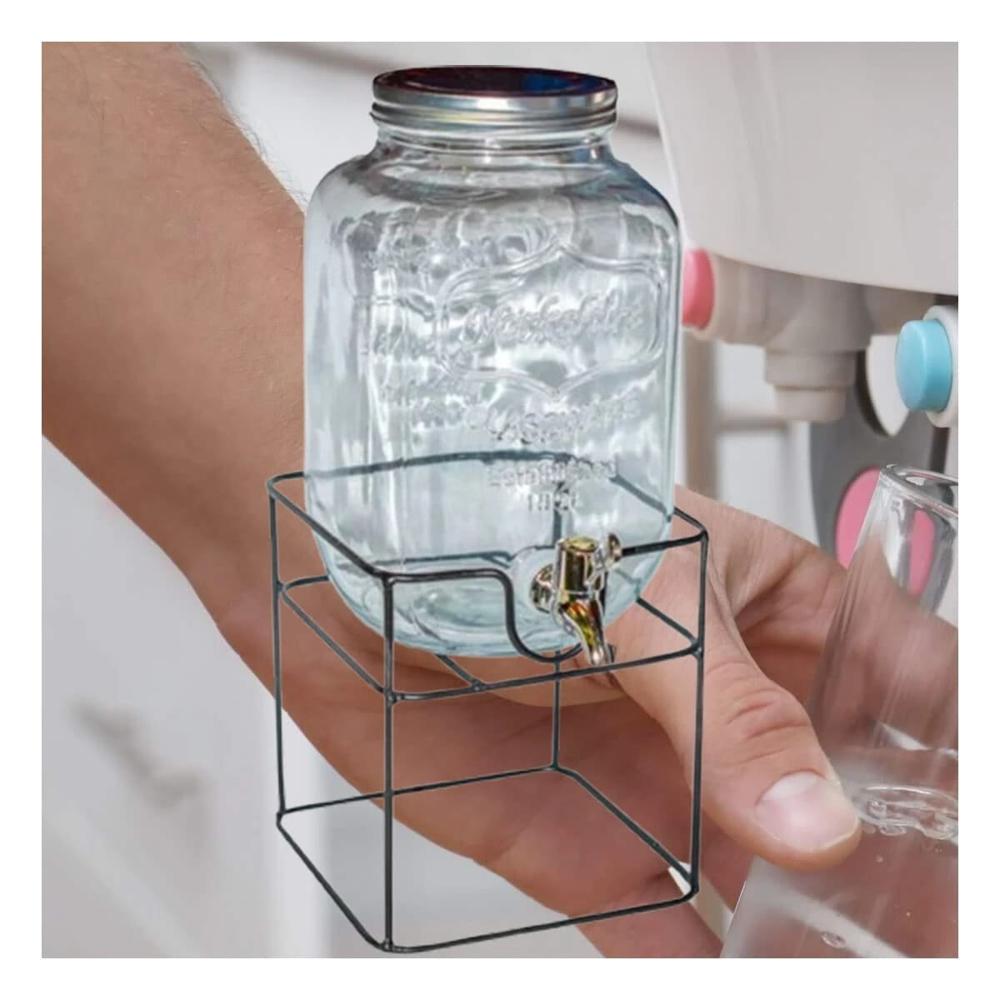 Dispensador de Bebidas 5L con Base Metalica Cuadrada para Cocina y Hogar