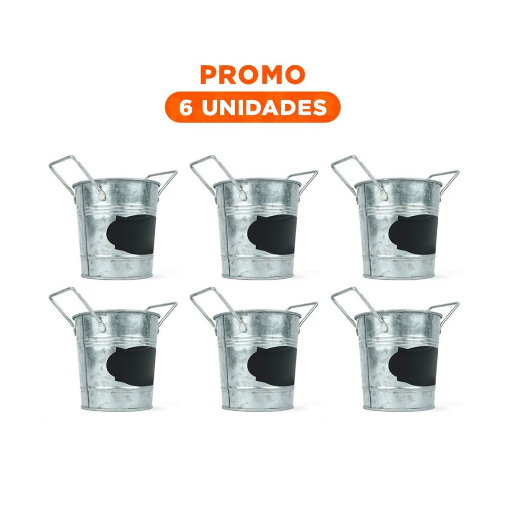 Pack6 Contenedor Cubo de Metal con Doble Agarradera y Cuadro de Nota de Jardin Y Regalo Sticker