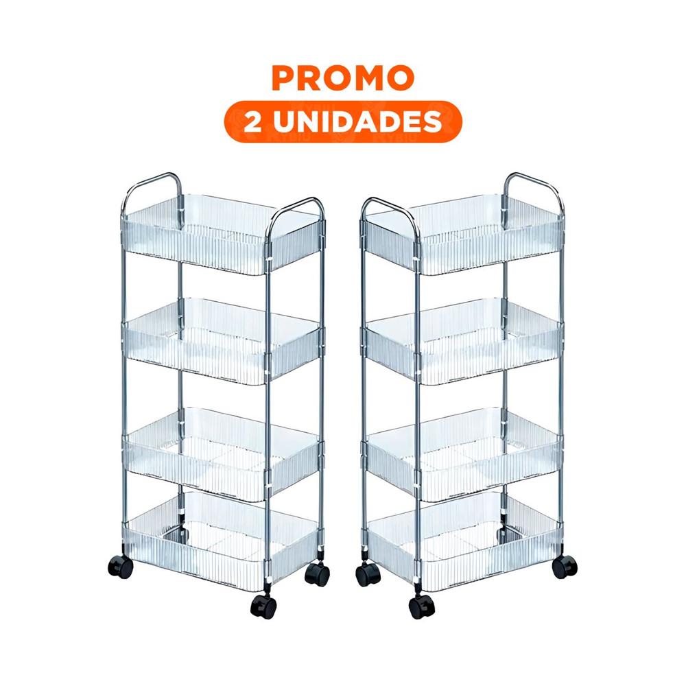 Pack2 Organizador Compacto de Acrilico 4 Niveles con Asas Transparente Y Regalo Sticker
