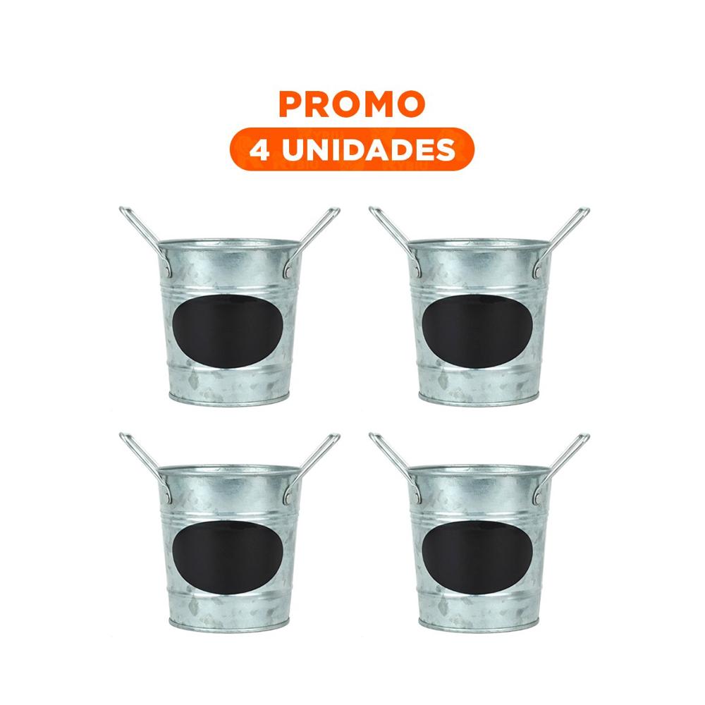 Pack4 Maceta Cubo de Metal con Doble Agarradera y Cuadro para Nota Gran Versatil