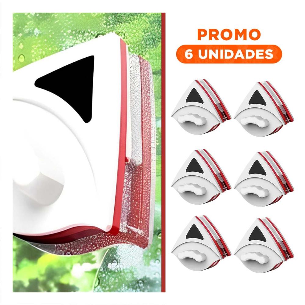 Pack6 Cepillo para Ventanas Magnetico Rojo Triangular Suave y Comodo Y Regalo Sticker