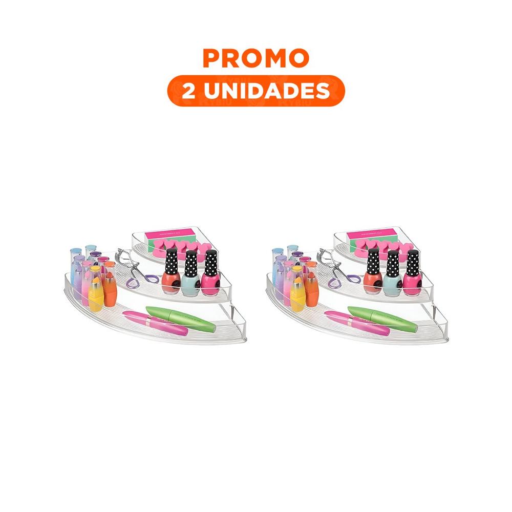 Pack2 Contenedor Multiuso de Acrilico Transparente 3 Niveles para Dormitorio Y Regalo Sticker