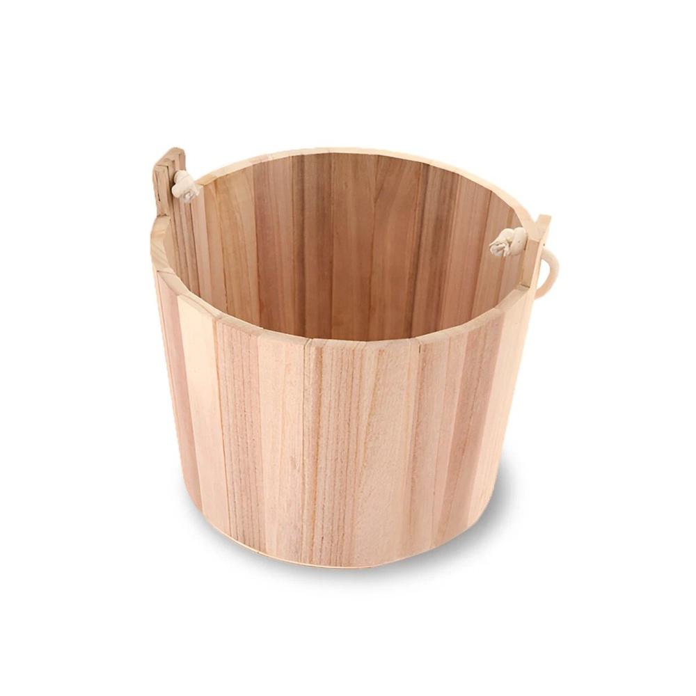 Recipiente de Madera con Agarradera de Cuerda 20x18cm Estilo Rustico Fino Y Regalo Sticker