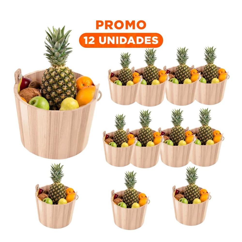 Pack12 Cubo de Madera con Agarradera de Cuerda 16x16cm de Estilo Nordico