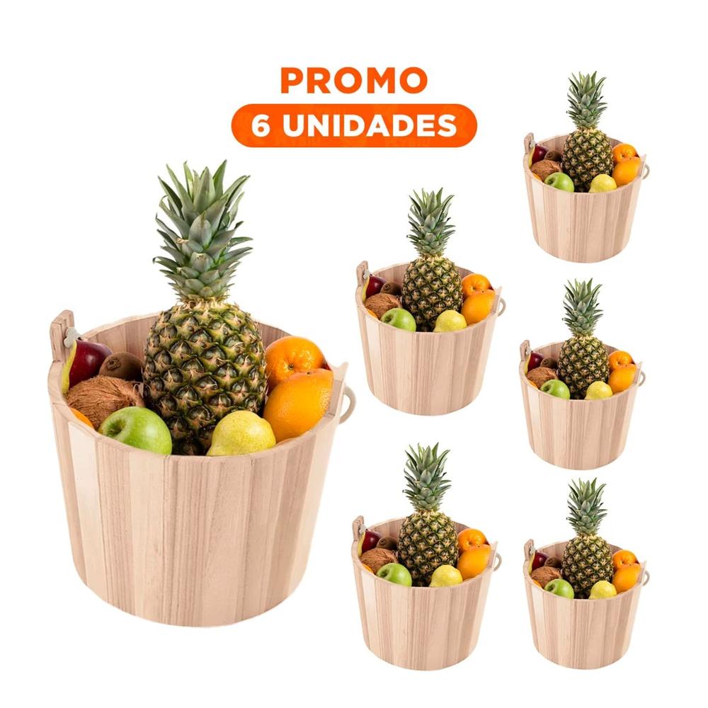 Pack6 Cubo de Madera con Agarradera de Cuerda 16x16cm con Base Firme Y Regalo Sticker