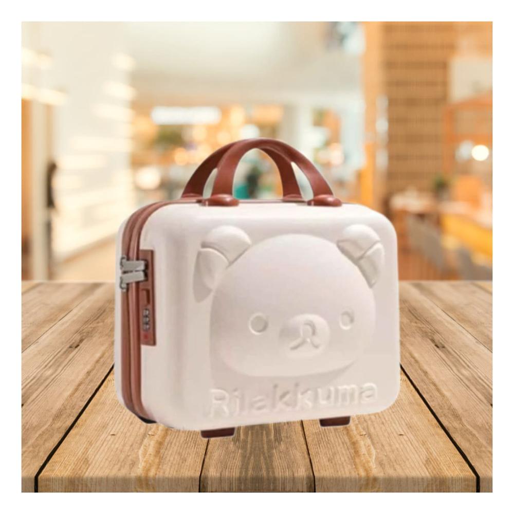 Mini Maleta de Oso Multiusos Color Beige con Textura Lisa y Cierre Seguro Y Papel Regalo