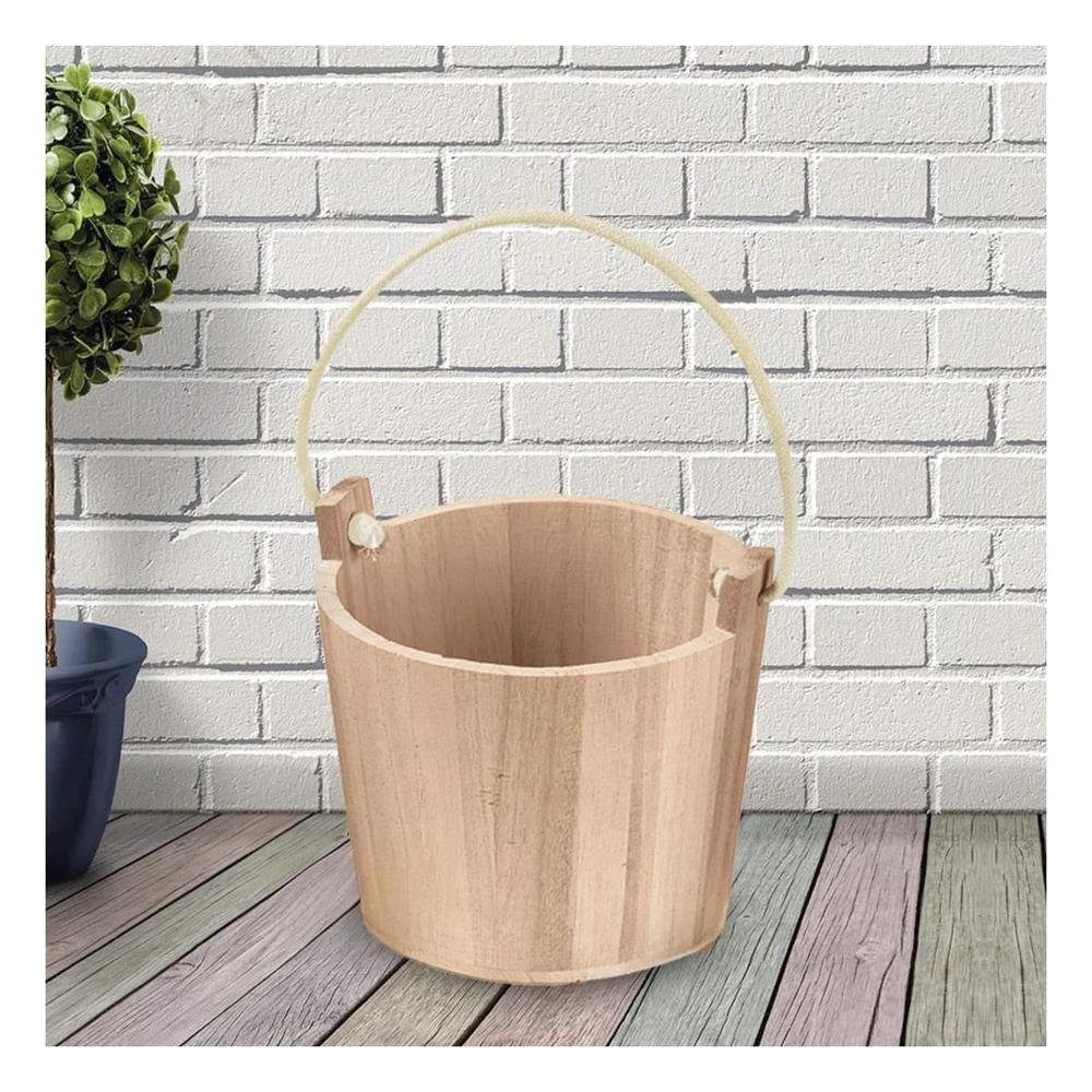 Cubo de Madera con Agarradera de Cuerda 16x16cm para Organizar el Hogar Y Papel Regalo