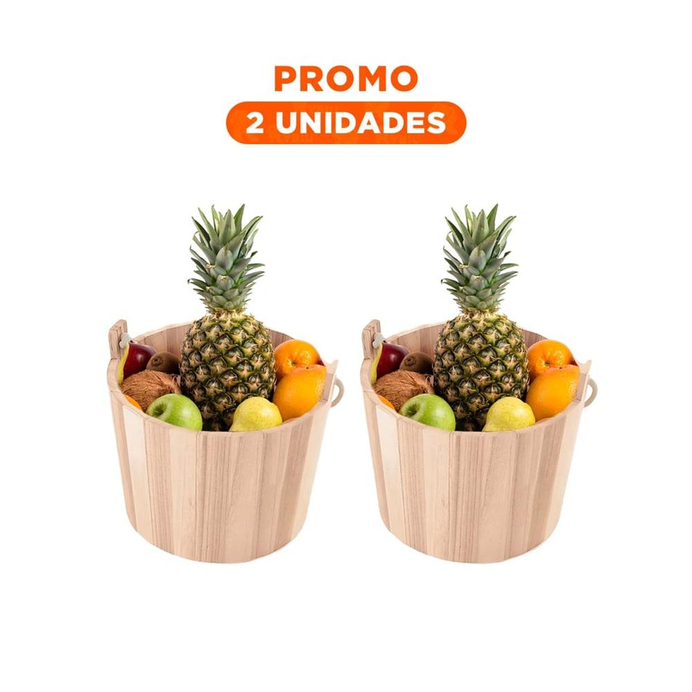 Pack2 Balde de Madera con Agarradera de Cuerda 16x16cm de Estetica de Campo Y Regalo Sticker