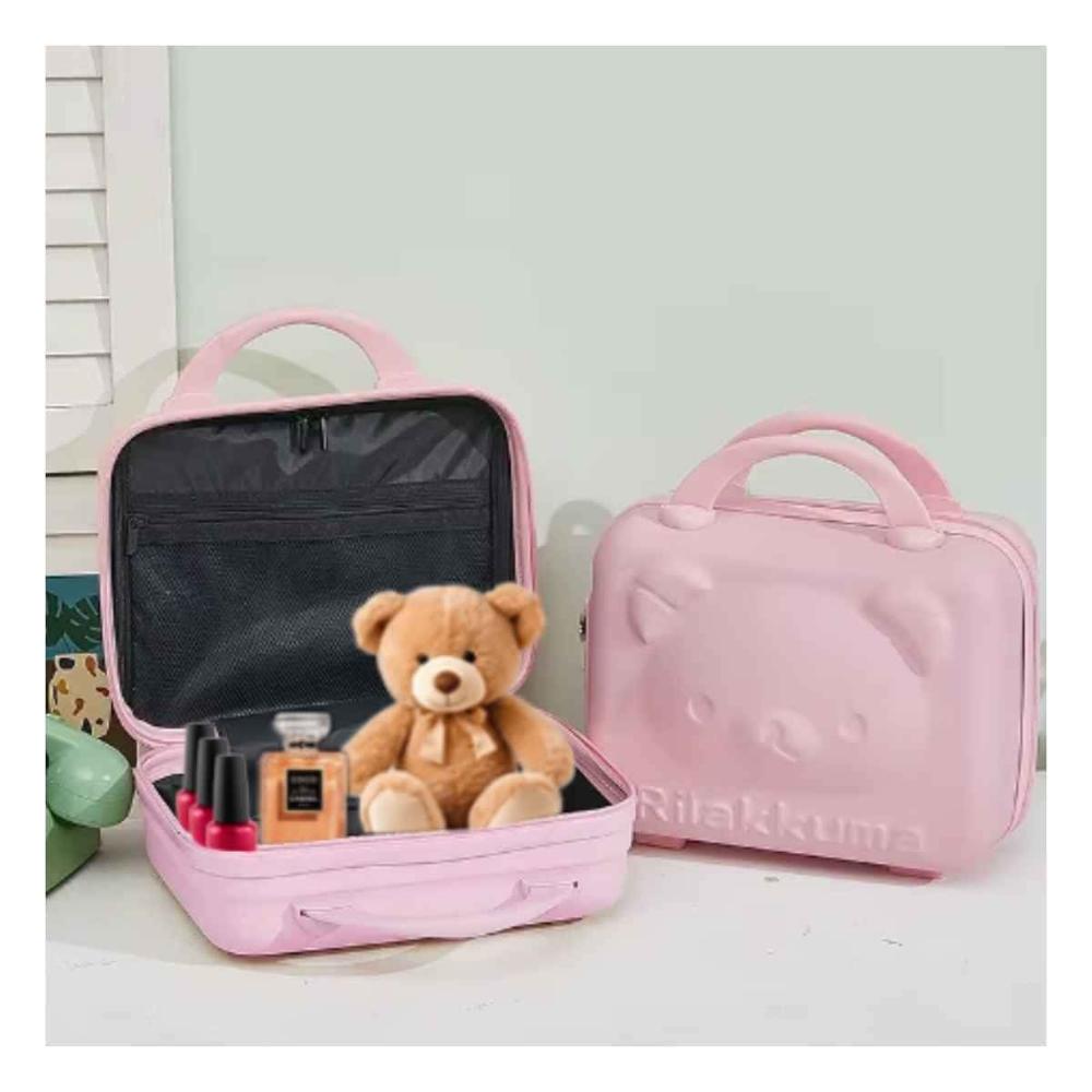 Mini Maleta Portatil de Oso con Diseño Infantil en Color Rosado Compacto Y Notas