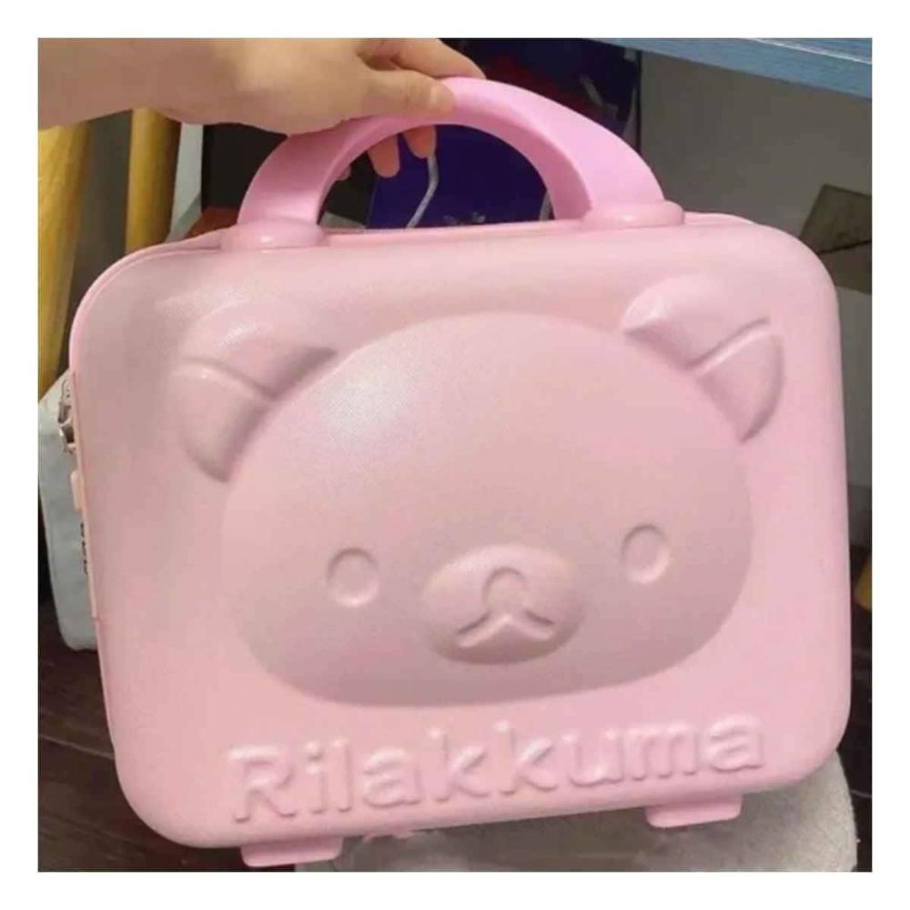 Mini Maleta Multiusos de Oso en Color Rosado con Acabado Suave para Uso Diario