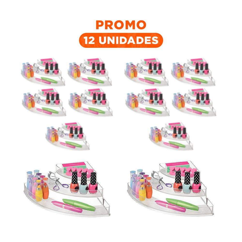 Pack12 Soporte Esquinero de Acrilico Transparente 3 Niveles para Articulos Diversos