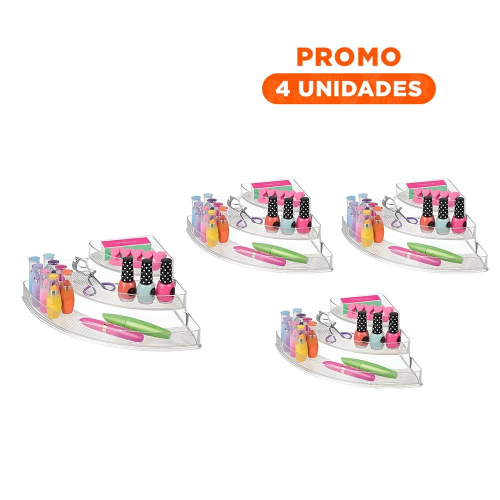 Pack4 Estante Esquinero de Acrilico Transparente 3 Niveles para Sala y Decoracion