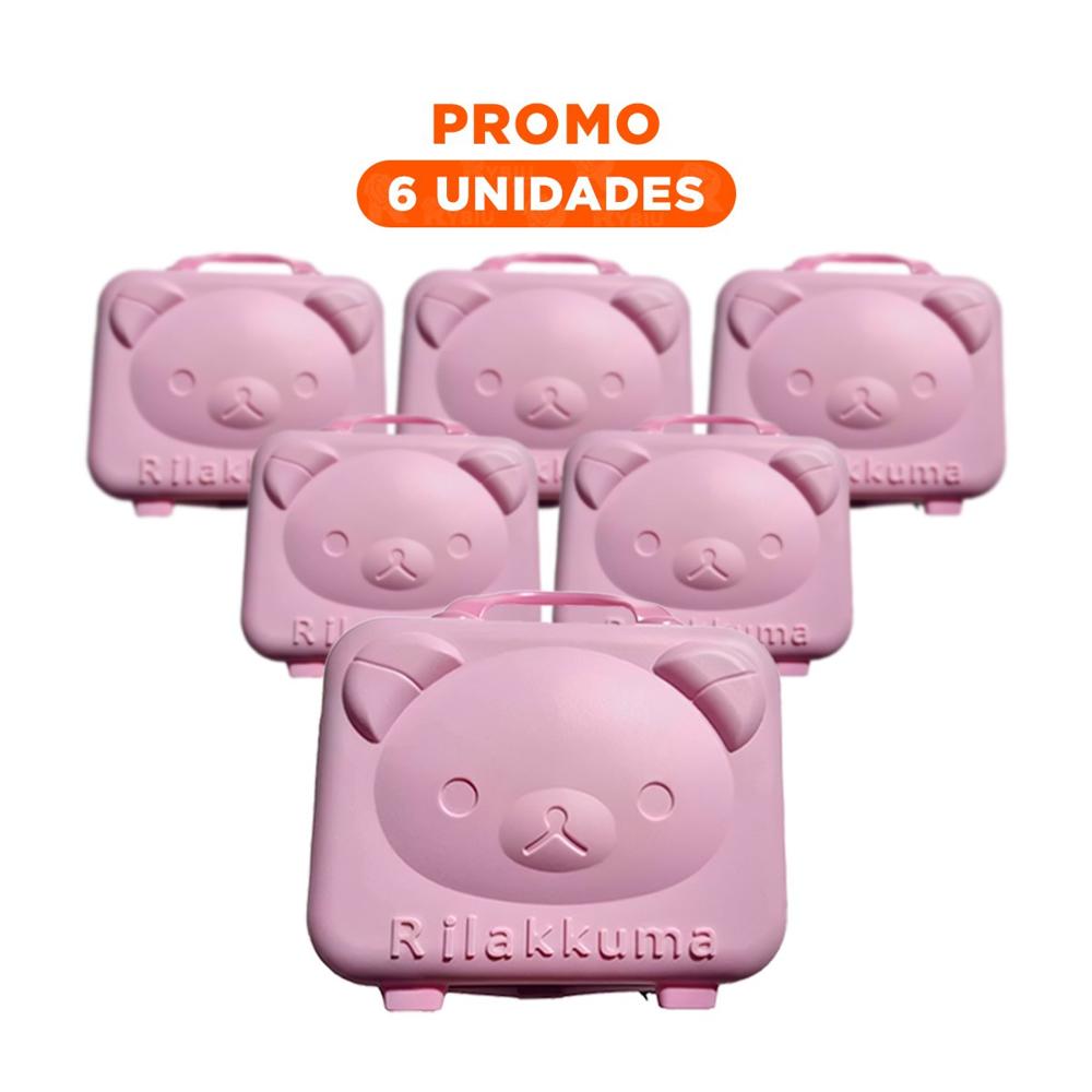 Pack6 Maleta Mini de Oso Color Rosado con Estructura Multiusos Resistente Y Regalo Sticker