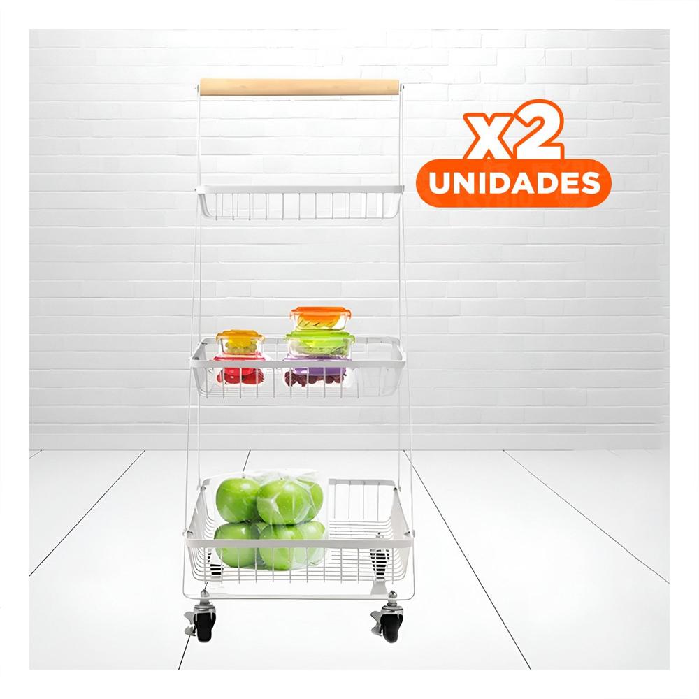 Pack2 Organizador Blanco con Forma en A Triangular y Ruedas 3 Niveles
