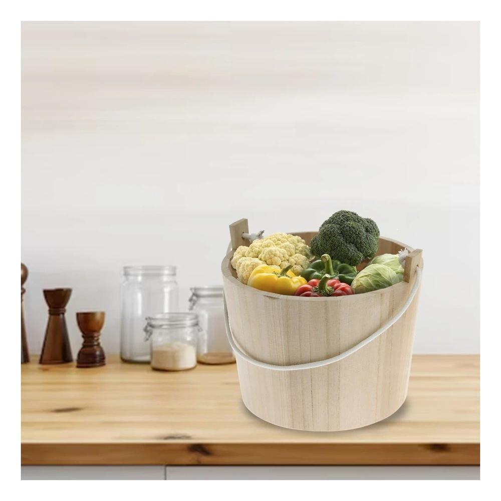 Tiesto de Madera con Agarradera de Cuerda 20x18cm para Plantas de Interior Y Notas