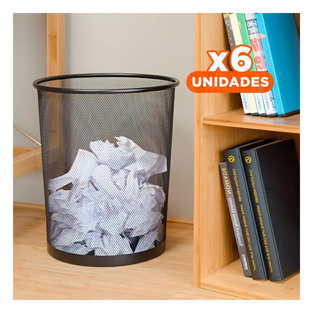 Pack6 Contenedor de Residuos Circular Negro Compacto y Facil de Usar Y Papel Regalo