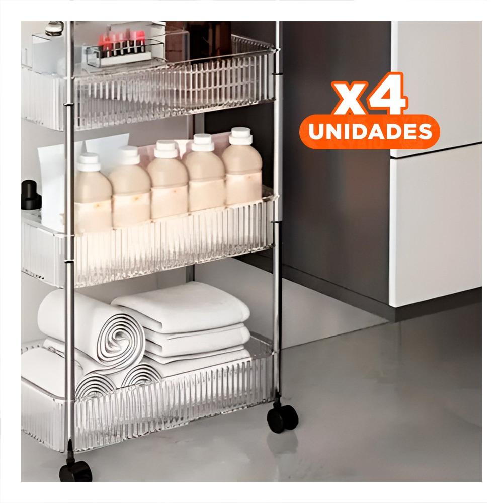 Pack4 Unidad Moderna de Acrilico 4 Niveles con Asas Transparente para Sala Y Regalo Sticker