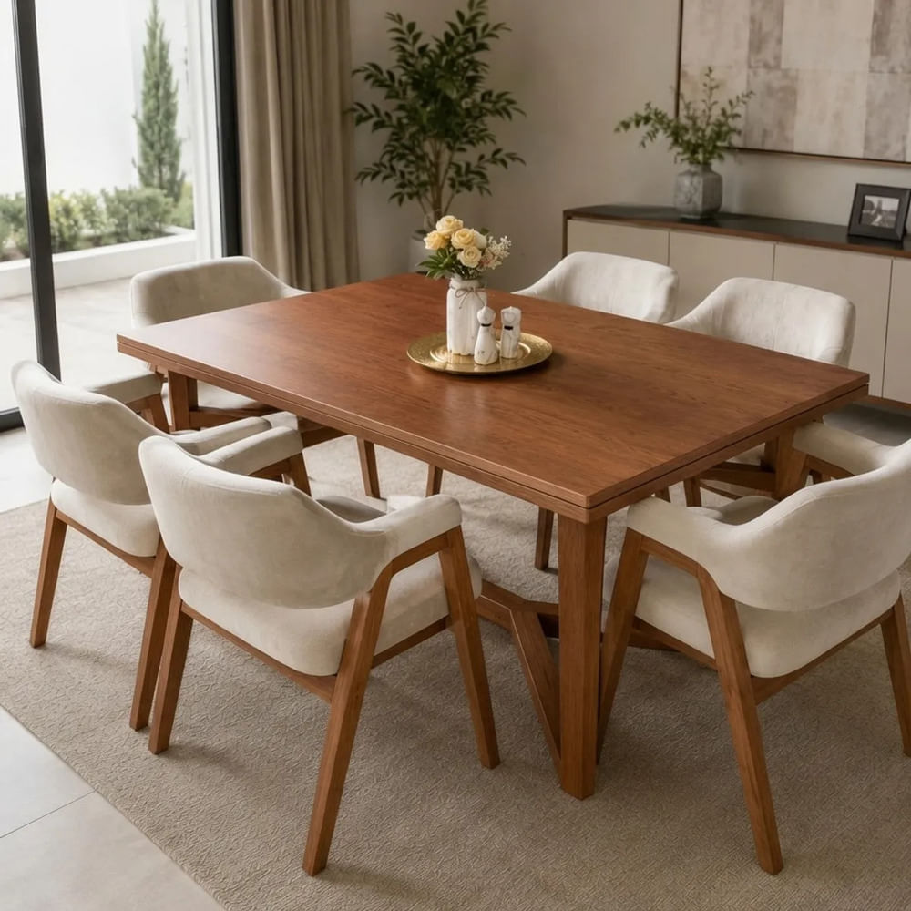 Juego De Comedor Con 6 Butacas TU MESITA Elara Aesthetic En Madera Juego De Comedor Con 6 Butacas TU MESITA Elara Aesthetic En Madera