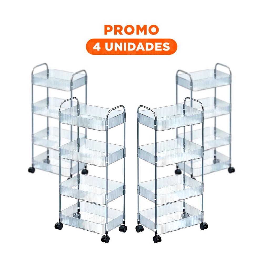 Pack4 Unidad de Acrilico 4 Niveles con Asas Transparente para Guardar Utensilios