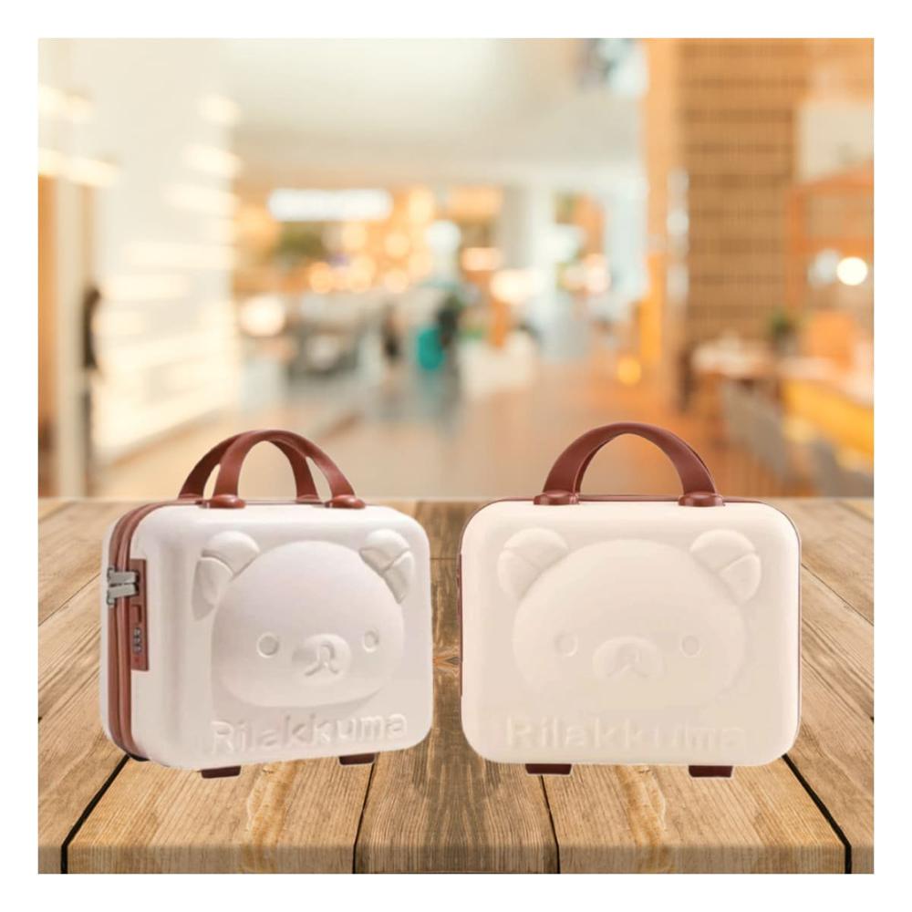 Mini Maleta Portatil de Oso con Diseño Infantil en Color Beige Compacto Y Notas