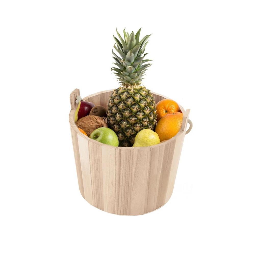 Recipiente de Madera con Agarradera de Cuerda 16x16cm Estilo Rustico Fino Y Regalo Sticker