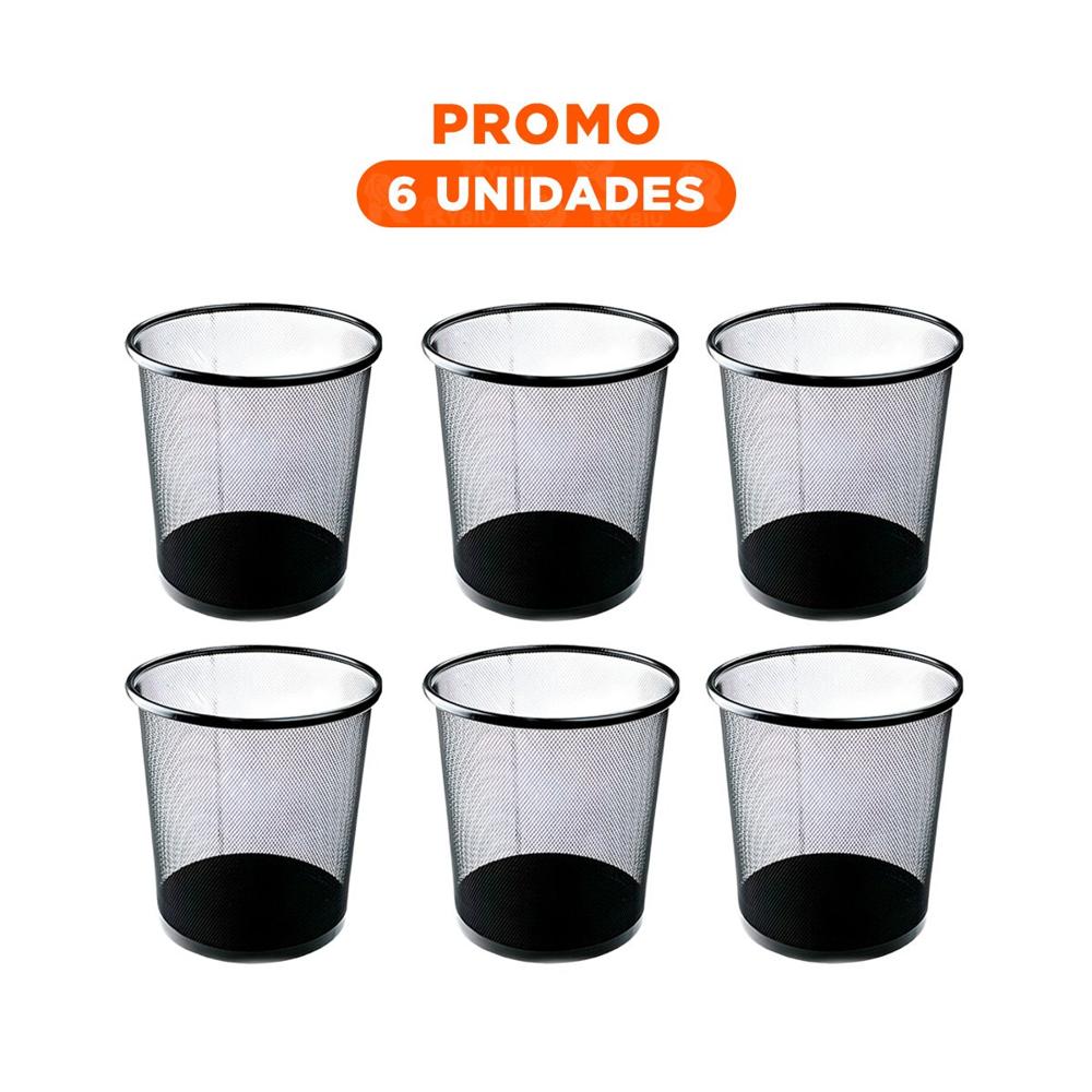 Pack6 Contenedor Metalico para Basura Circular Negro Decorativo y Durable YRegalo Sticker
