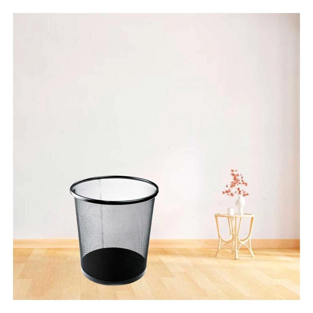 Tacho Metalico para Basura Circular Negro Compacto y Resistente Y Notas