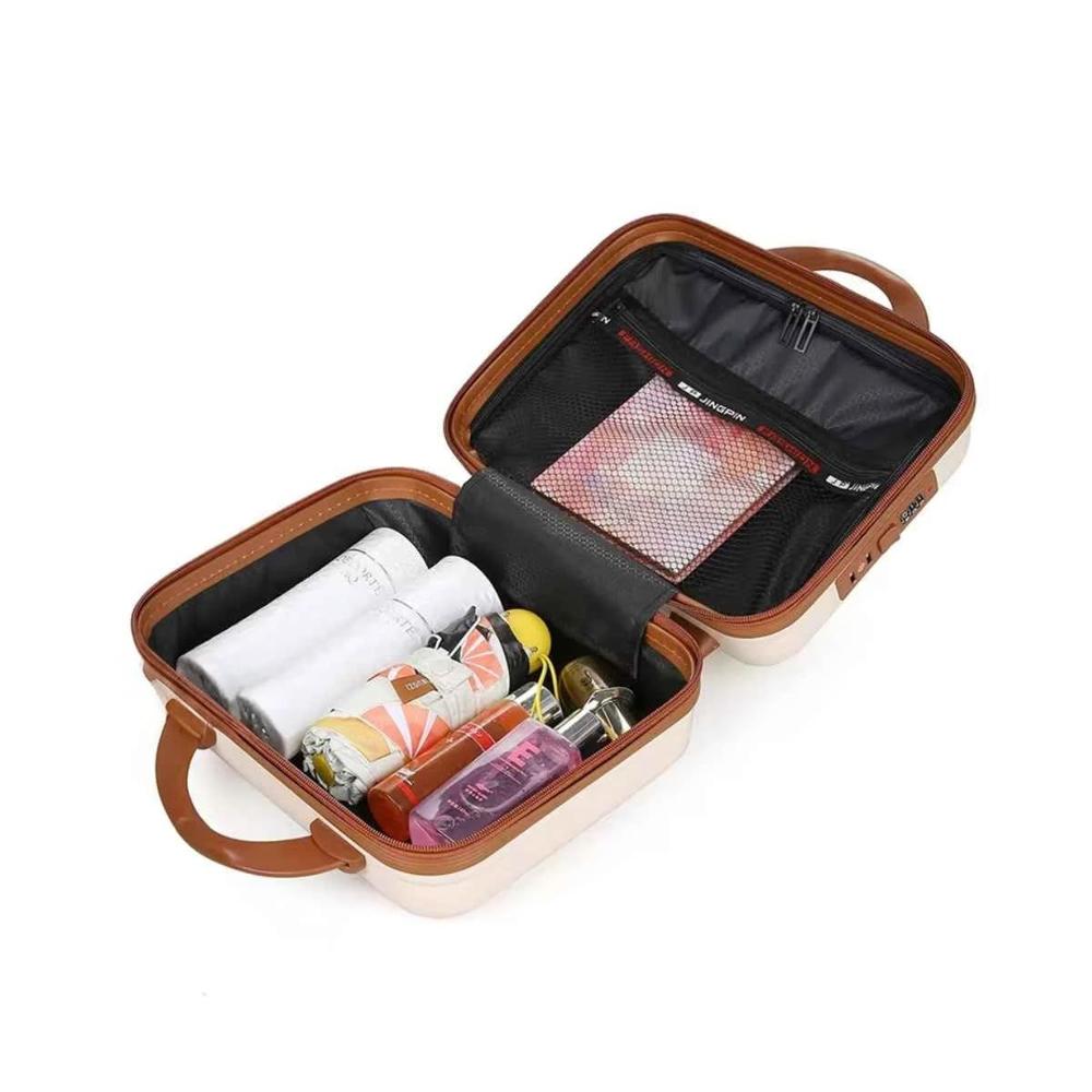 Mini Maleta Multiusos Oso Color Beige con Compartimento Amplio Portatil Y Regalo Sticker