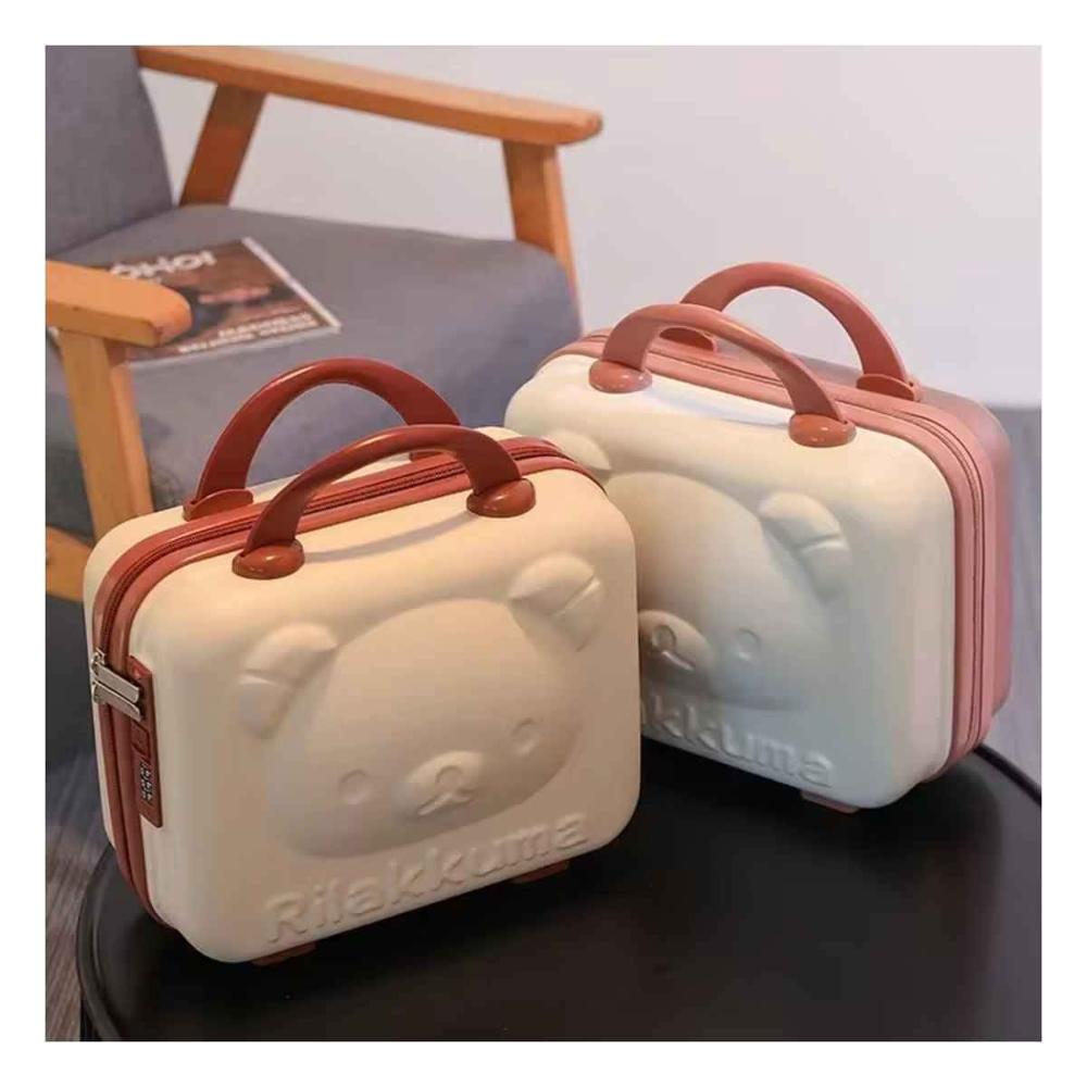 Mini Maleta Multiusos de Oso en Color Beige con Acabado Suave para Uso Diario