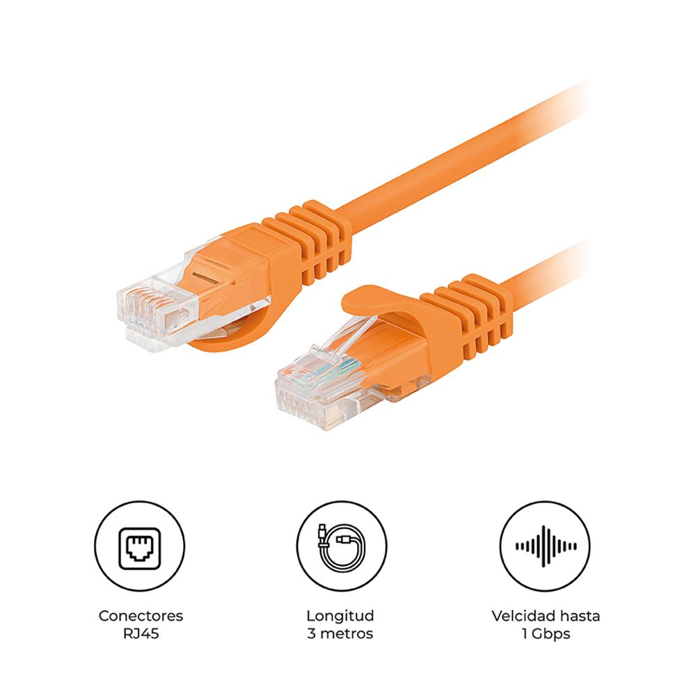 Cable Patch Cord Seisa Cat 6E UTP 3M RJ45 Cobre 24AWG XJL-3M Alta Velocidad Amarillo