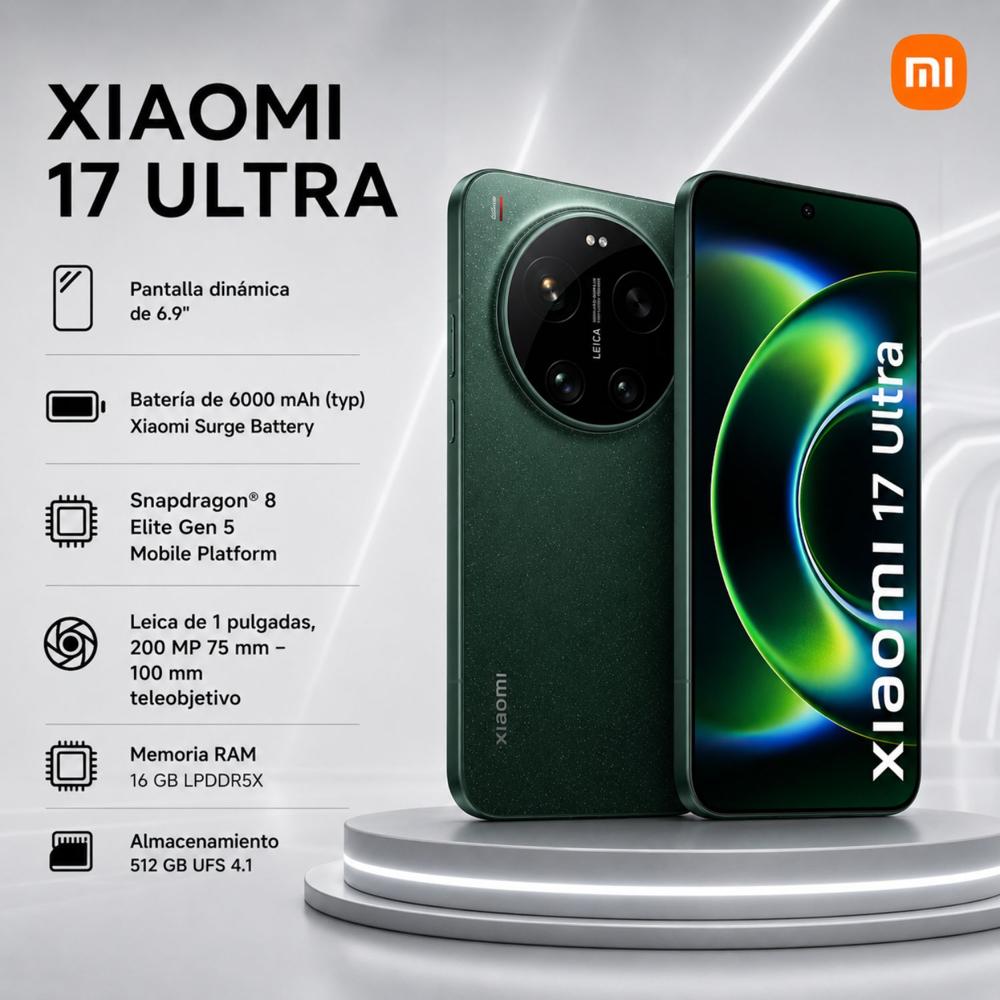 CELULAR XIAOMI 17 Ultra 16GB  512GB Verde Estelar