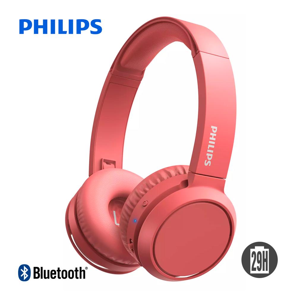Audífonos Bluetooth Philips TAH4205 con Micrófono 29 Horas Extra Bass Rojo