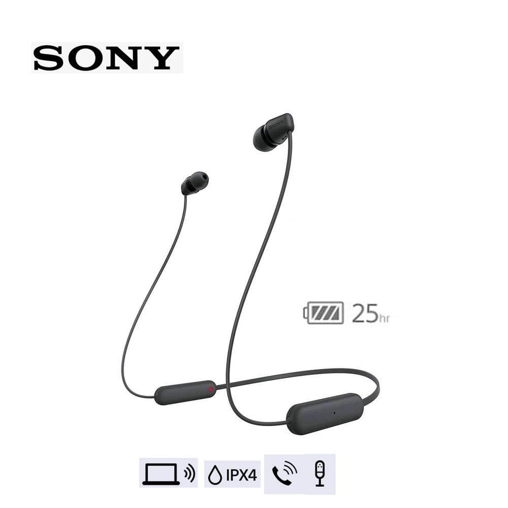 Audífonos Bluetooth Sony WI-C100 con Micrófono 25 Horas IPX4 Negro