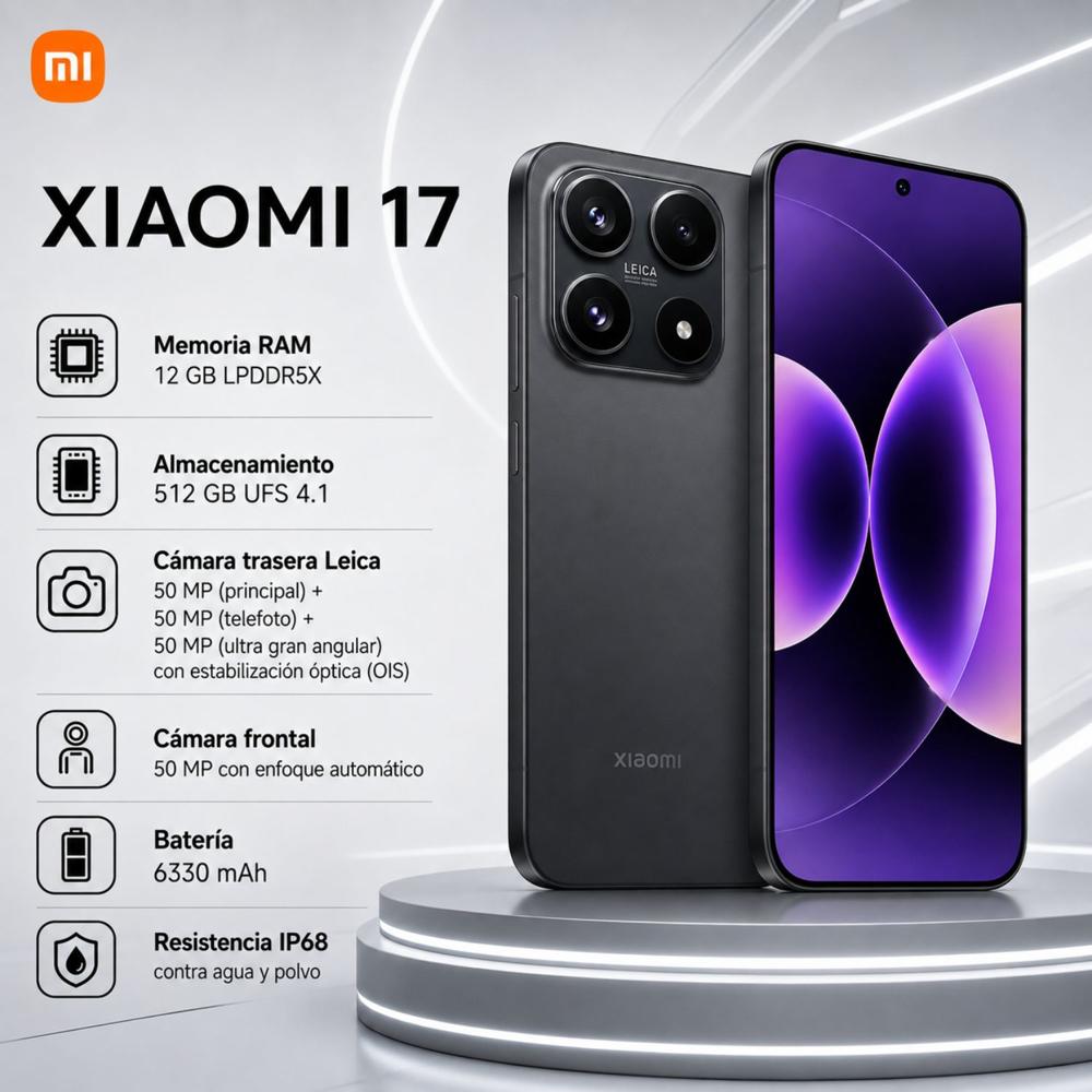 CELULAR XIAOMI 17 12GB 512GB NEGRO