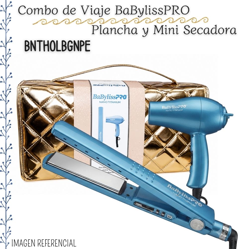 Combo De Viaje BabylissPRO Plancha Alisadora Y Mini Secadora - BNTHOLBGNPE